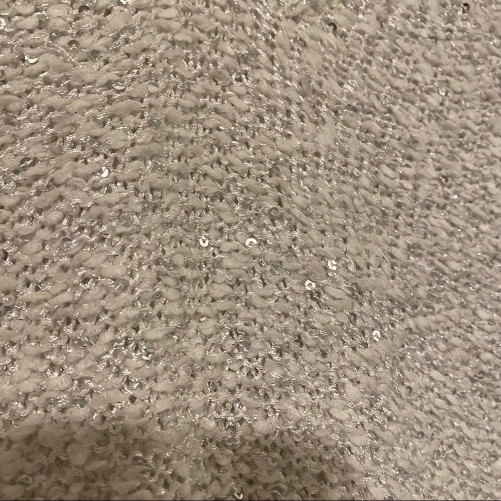 Orsay sparkly white fall sweater V-neck tight fit - Picture 9 of 13